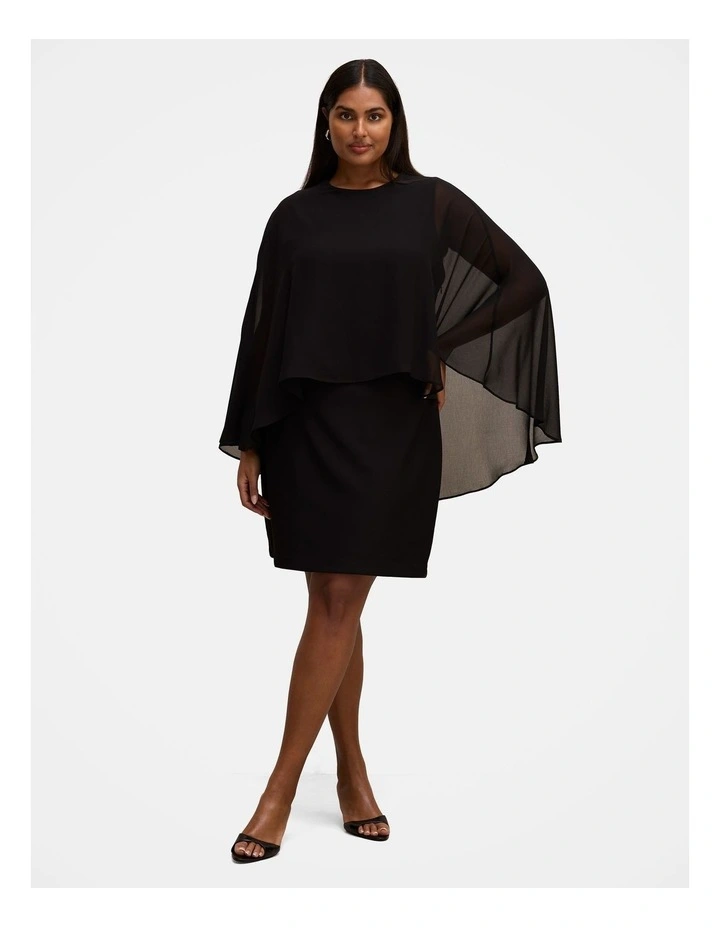 Irena Sheer Cape Mini Dress in Black image 5