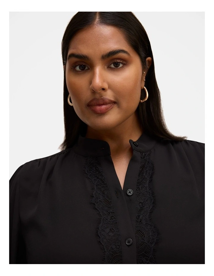 Poppy Lace Trim Blouse in Black image 4