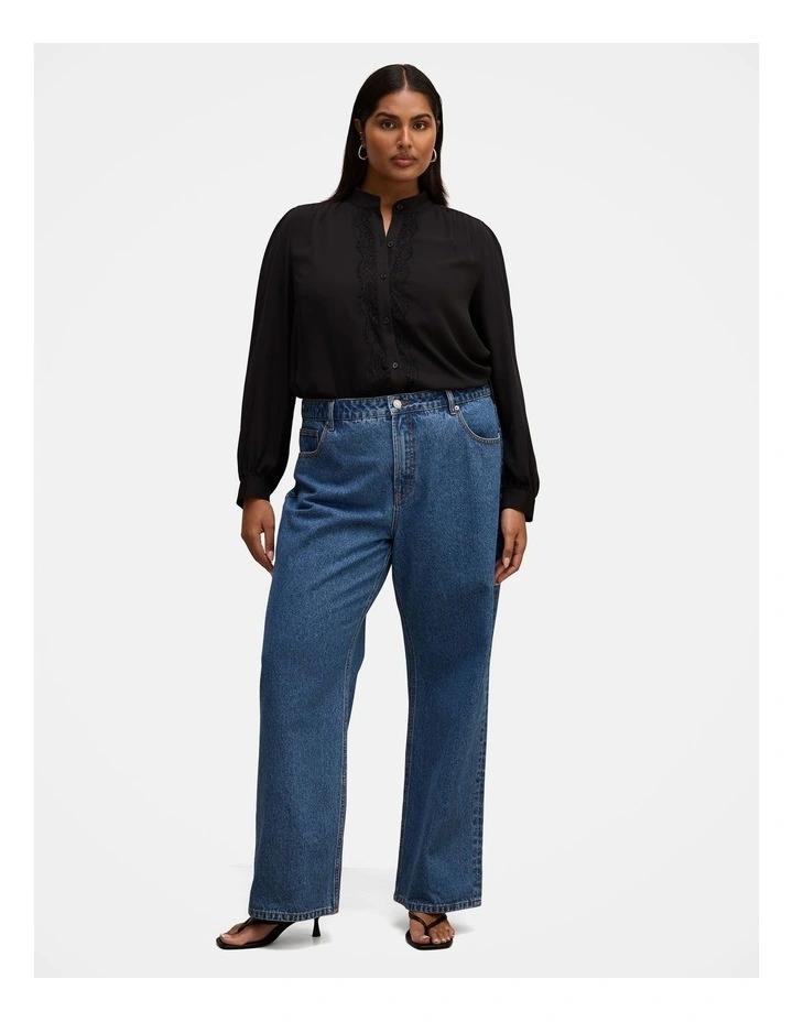 Poppy Lace Trim Blouse in Black image 5