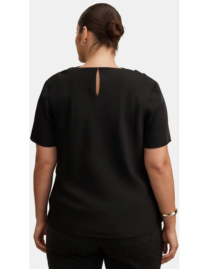 Jolie High Neck Satin Top in Black image 2