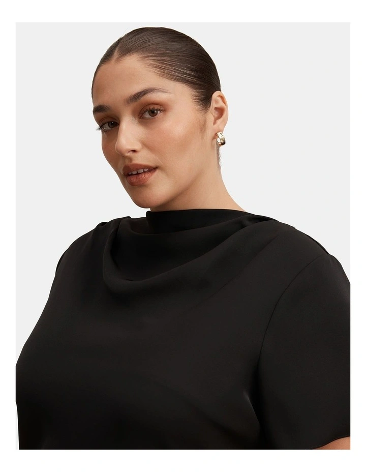 Jolie High Neck Satin Top in Black image 4