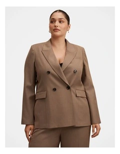 Harper Double Breasted Blazer in Brown