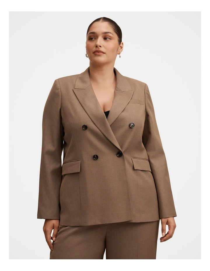 Harper Double Breasted Blazer in Brown image 1