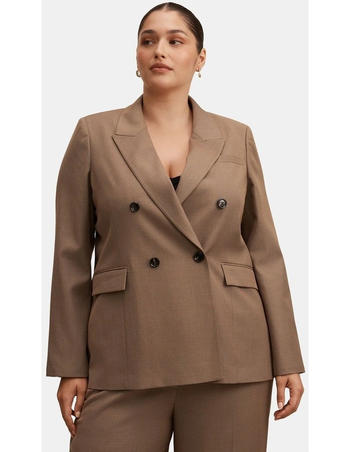 Harper Double Breasted Blazer in Brown image 1
