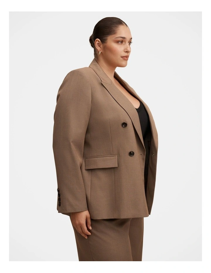 Harper Double Breasted Blazer in Brown image 3