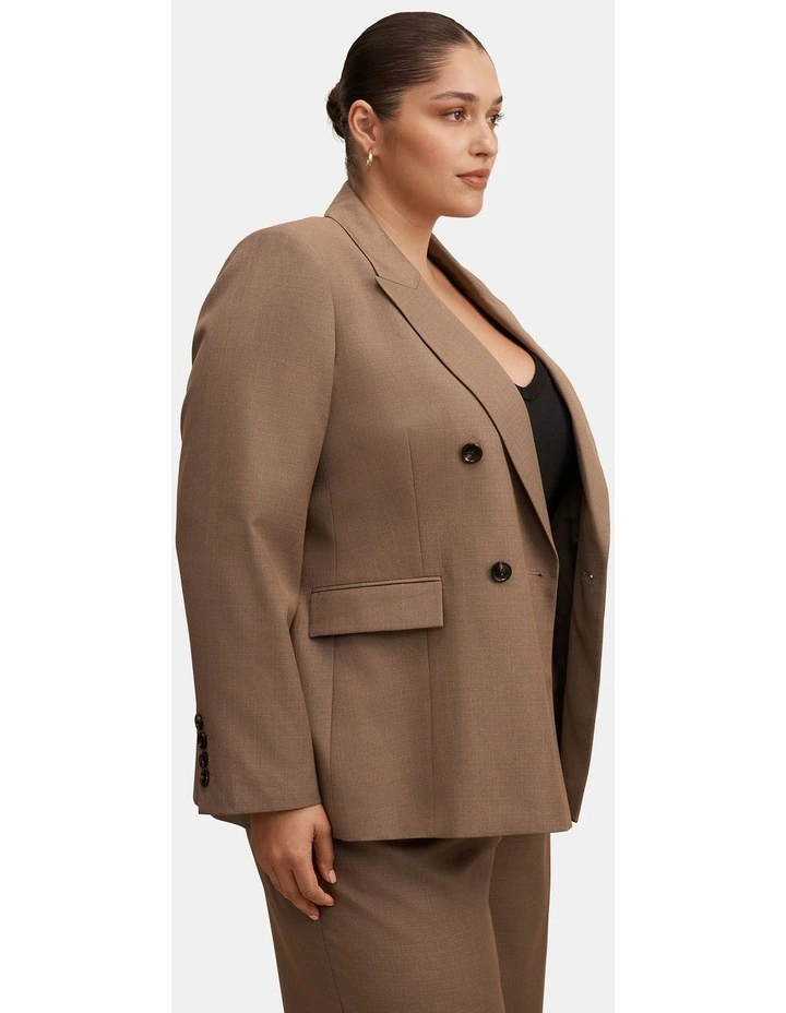 Harper Double Breasted Blazer in Brown image 3