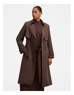 Delilah Soft Trench Coat in Chocolate