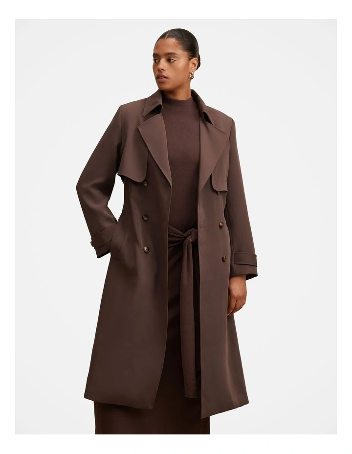Delilah Soft Trench Coat in Chocolate image 1