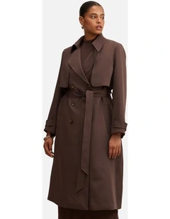 Delilah Soft Trench Coat in Chocolate
