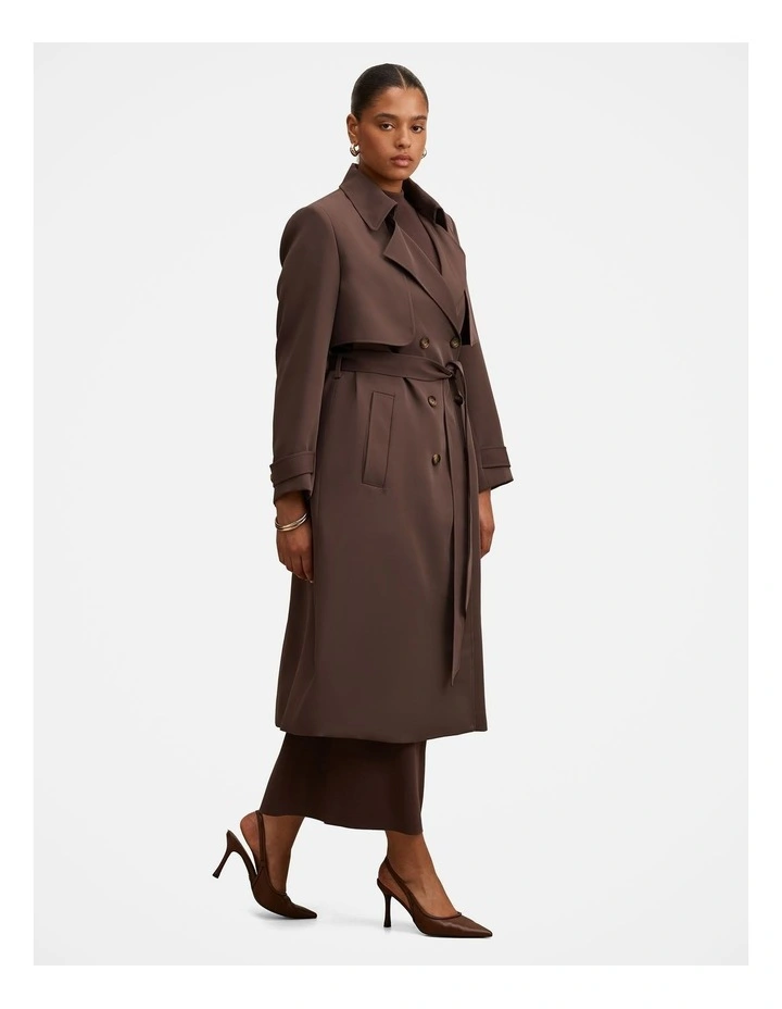 Delilah Soft Trench Coat in Chocolate image 3