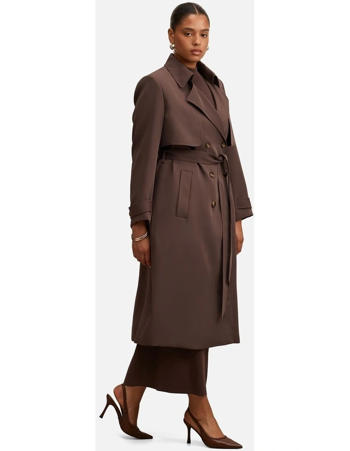 Delilah Soft Trench Coat in Chocolate image 3