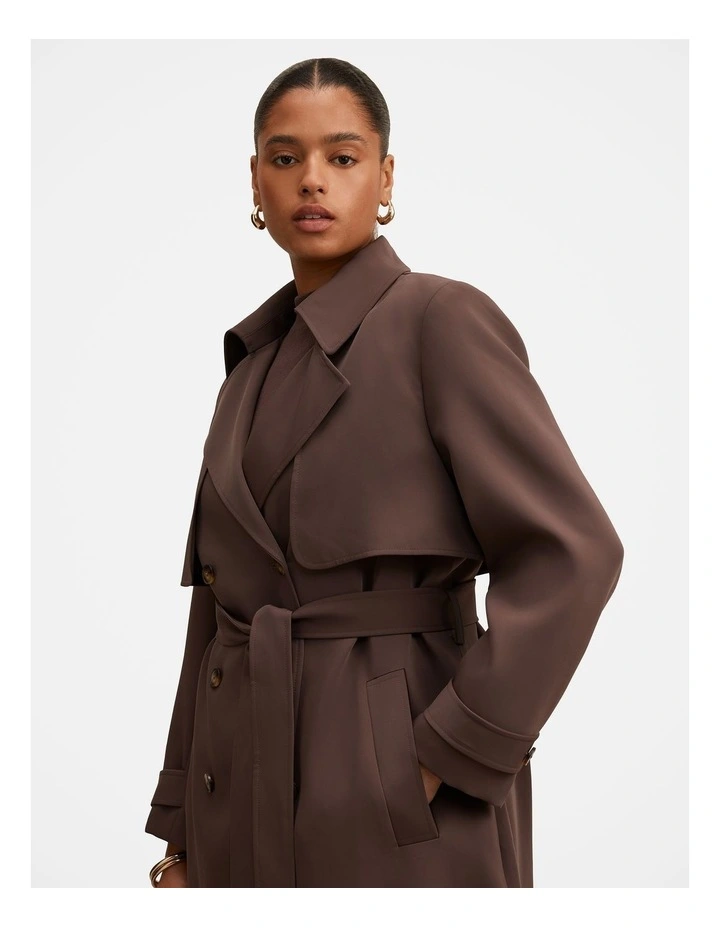 Delilah Soft Trench Coat in Chocolate image 4