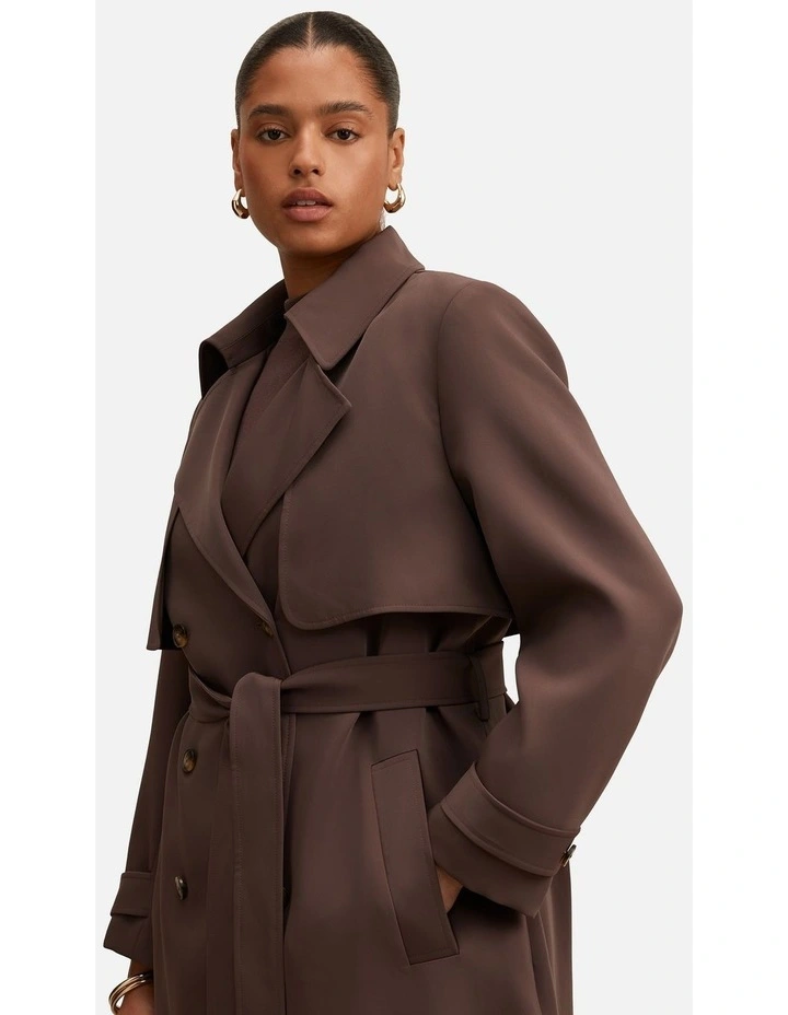 Delilah Soft Trench Coat in Chocolate image 4