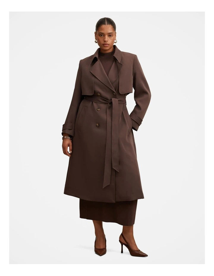 Delilah Soft Trench Coat in Chocolate image 5