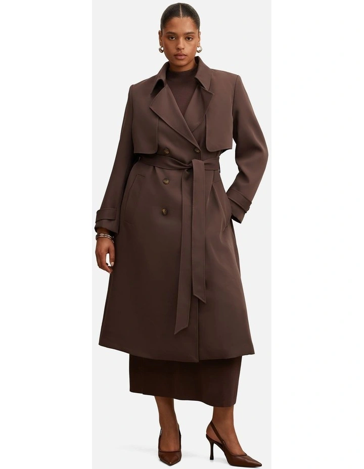 Delilah Soft Trench Coat in Chocolate image 5