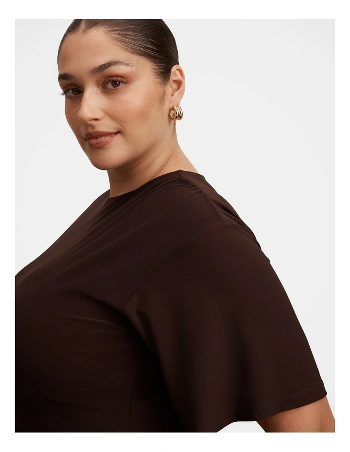 Blake Asymmetrical Drape Top in Chocolate image 4