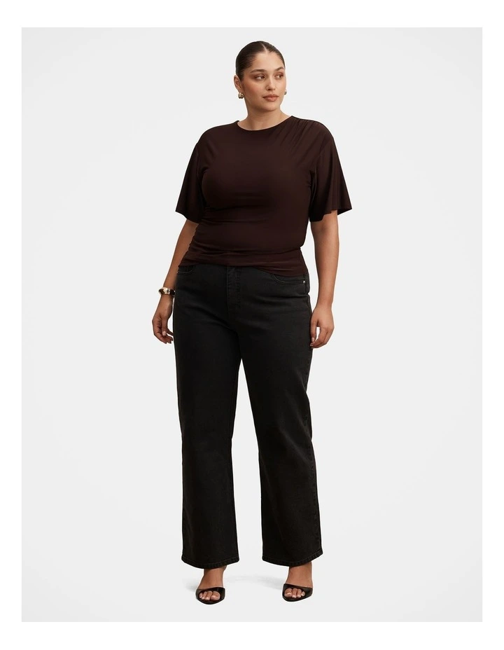 Blake Asymmetrical Drape Top in Chocolate image 5