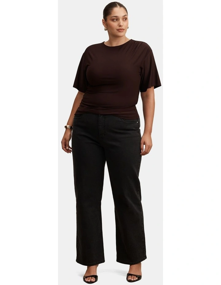 Blake Asymmetrical Drape Top in Chocolate image 5
