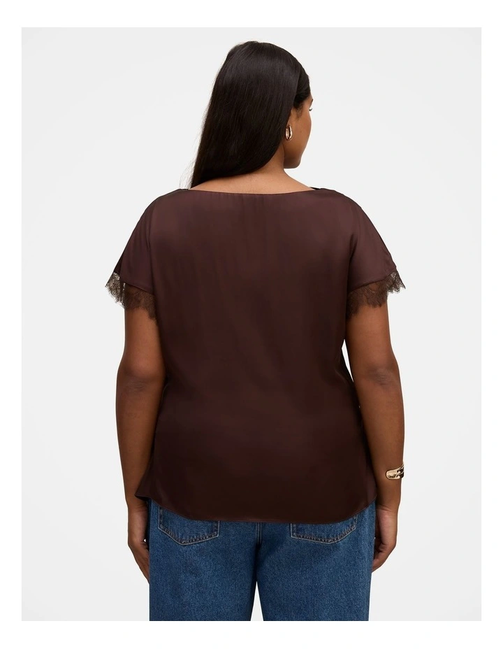 Tate Lace Trim Top in Chocolate image 2