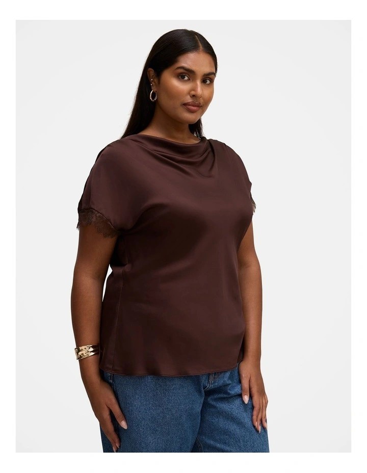 Tate Lace Trim Top in Chocolate image 3