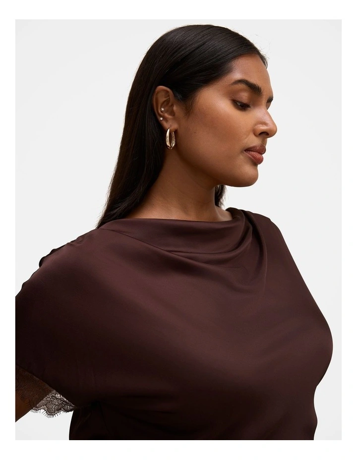 Tate Lace Trim Top in Chocolate image 4