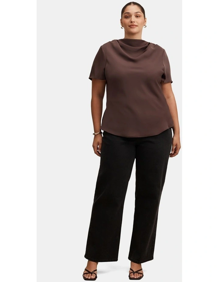 Jolie High Neck Satin Top in Brown image 5