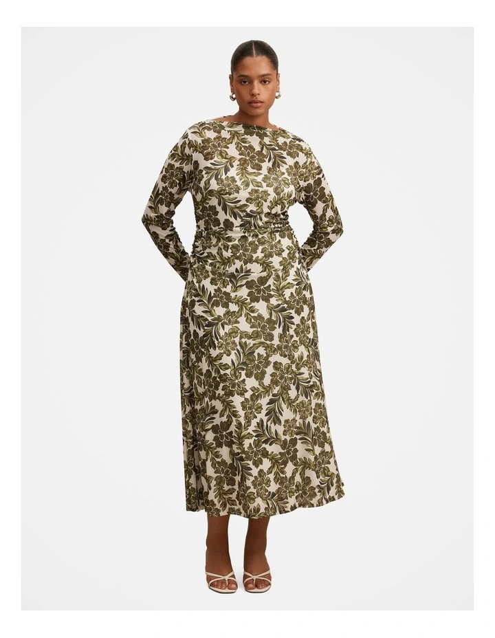 Georgia Long Sleeves Mesh Midi Dress in Multi image 1