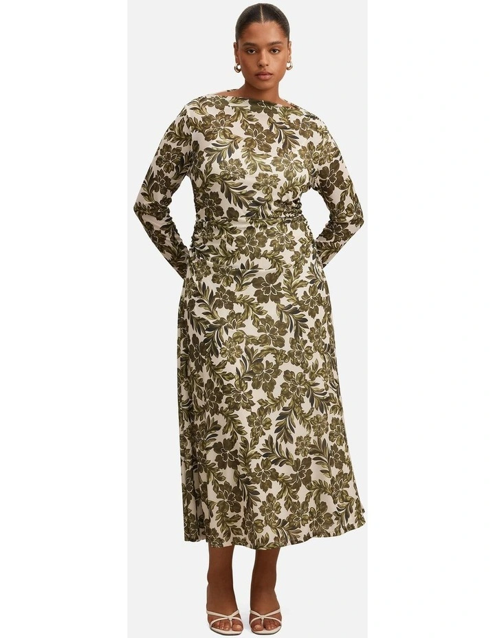 Georgia Long Sleeves Mesh Midi Dress in Multi image 1