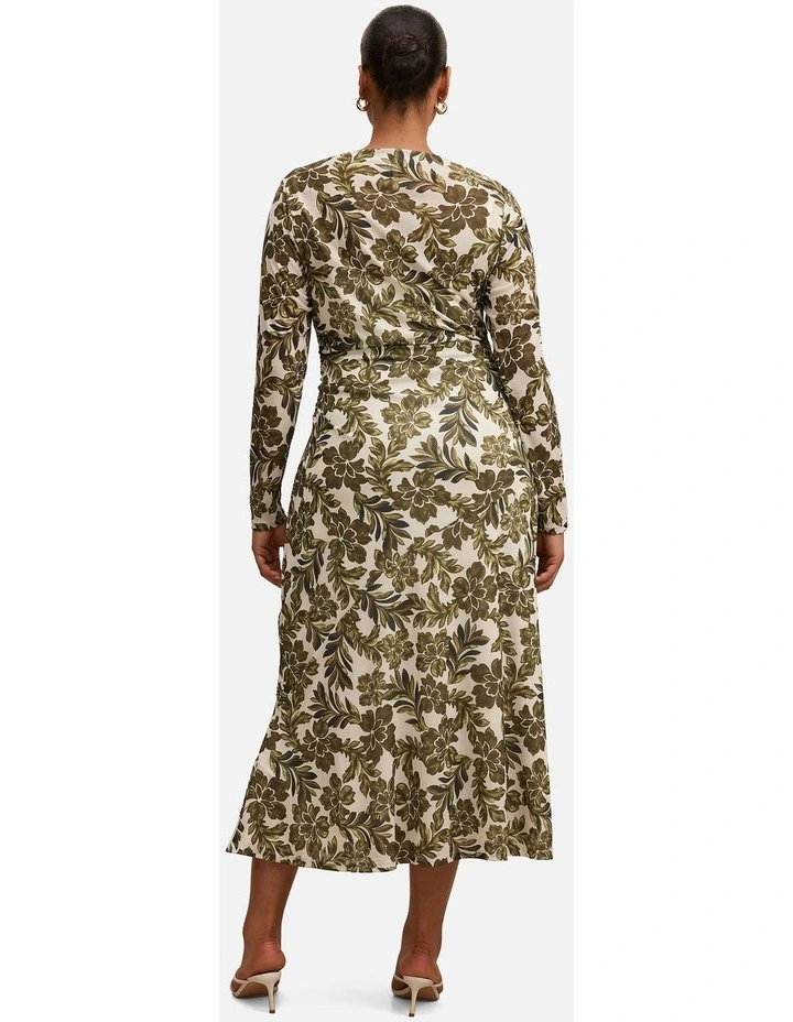 Georgia Long Sleeves Mesh Midi Dress in Multi image 2