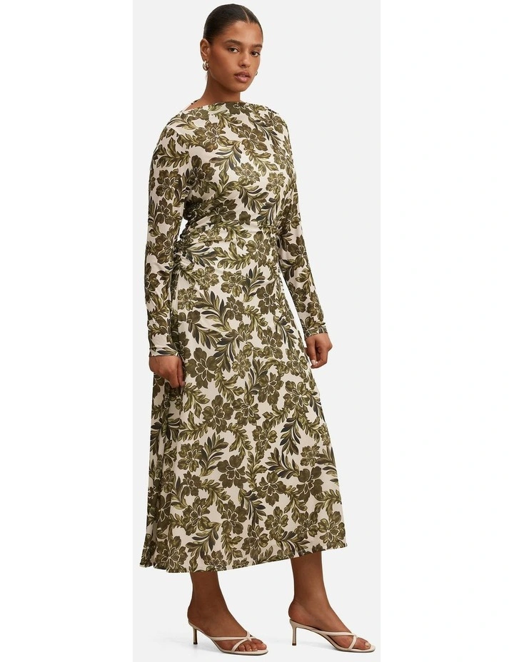 Georgia Long Sleeves Mesh Midi Dress in Multi image 3