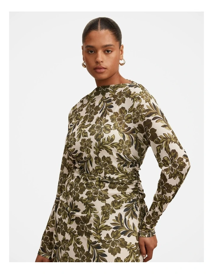 Georgia Long Sleeves Mesh Midi Dress in Multi image 4