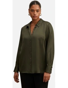 Coco Satin Shirt in Green