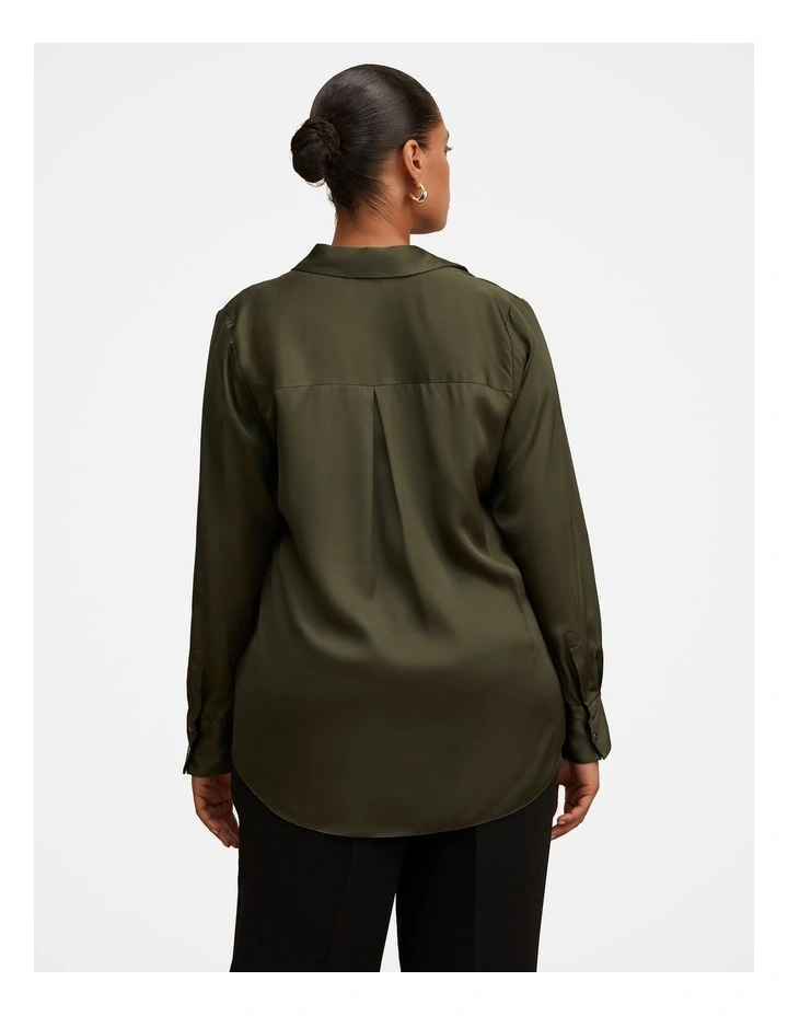 Coco Satin Shirt in Green image 2