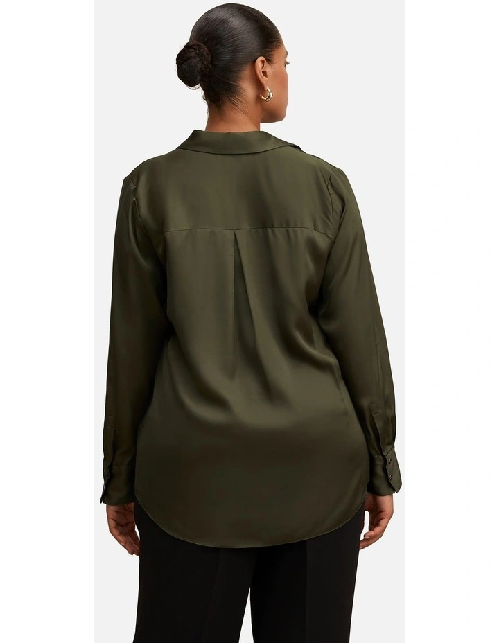 Coco Satin Shirt in Green image 2