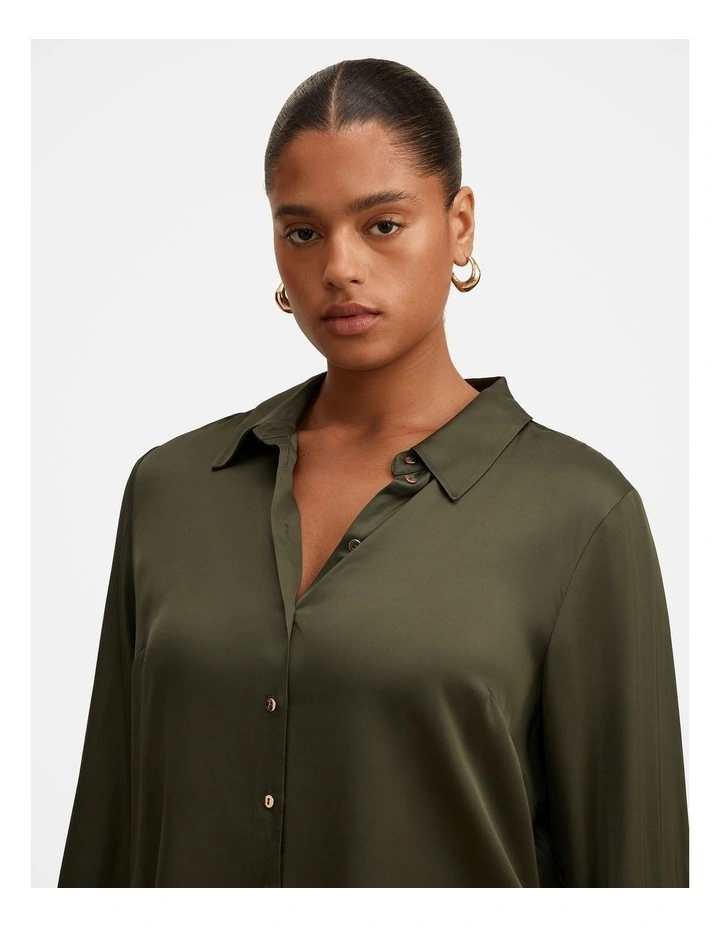 Coco Satin Shirt in Green image 4