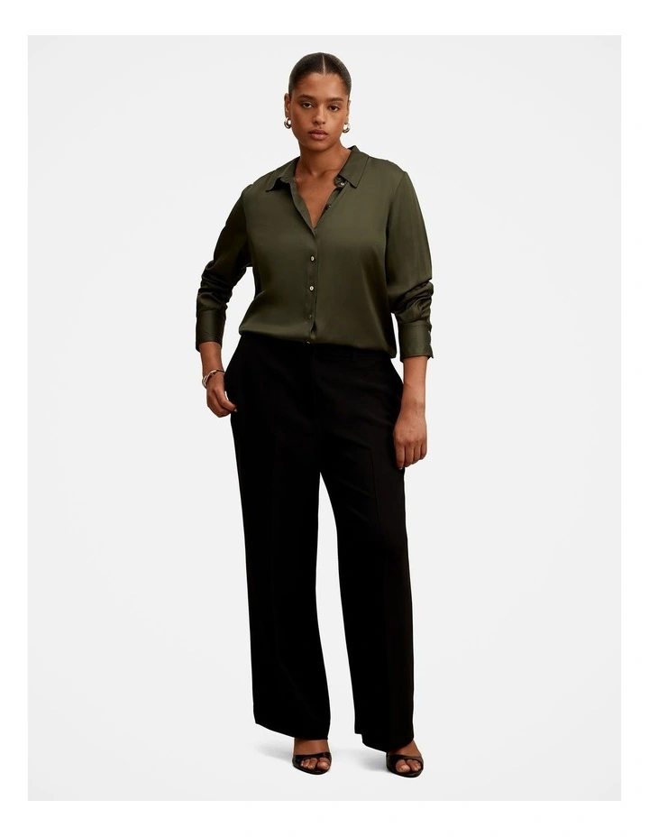 Coco Satin Shirt in Green image 5