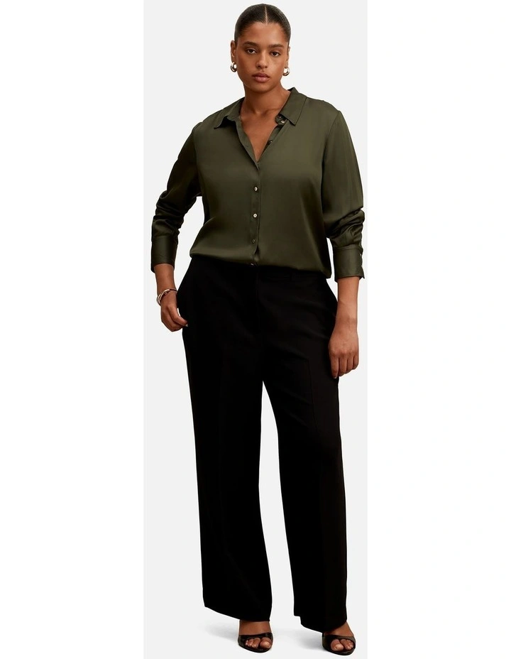 Coco Satin Shirt in Green image 5