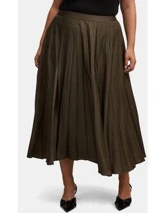 Delphine Pleated Midaxi Skirt in Green