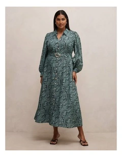 Hazel Shirt Midi Dress in Multi