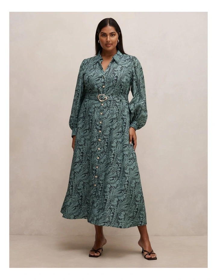 Hazel Shirt Midi Dress in Multi image 1