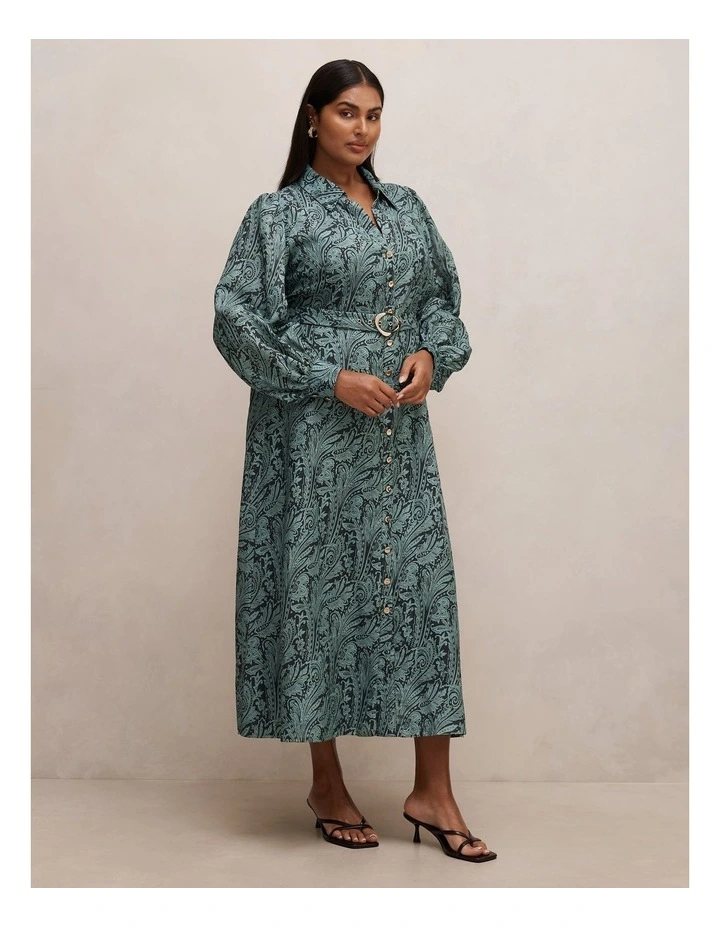Hazel Shirt Midi Dress in Multi image 3