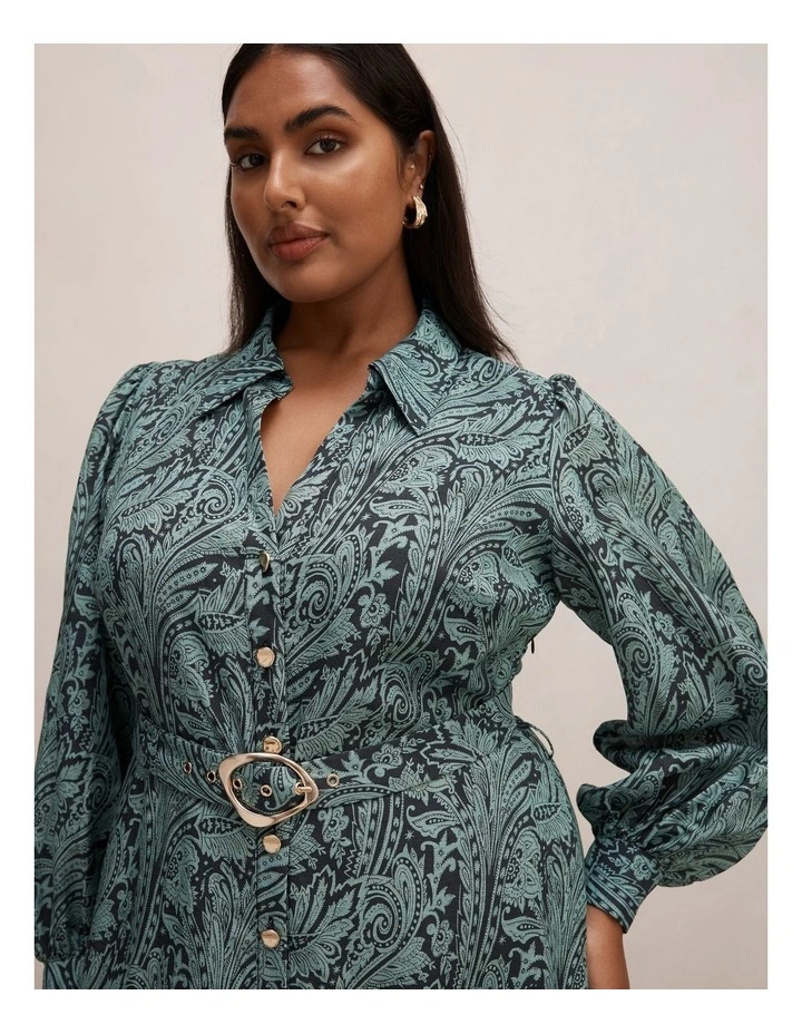 Hazel Shirt Midi Dress in Multi image 4