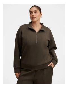 Heidi Seam Detail Lounge Jumper in Sage Moss