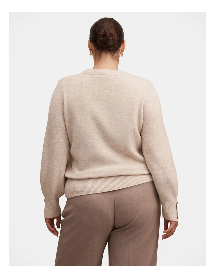 Ellie Cuff Detail Jumper in Beige image 2