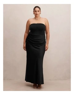 Isra Drape Strapless Maxi Dress in Black