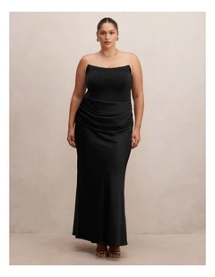 Isra Drape Strapless Maxi Dress in Black