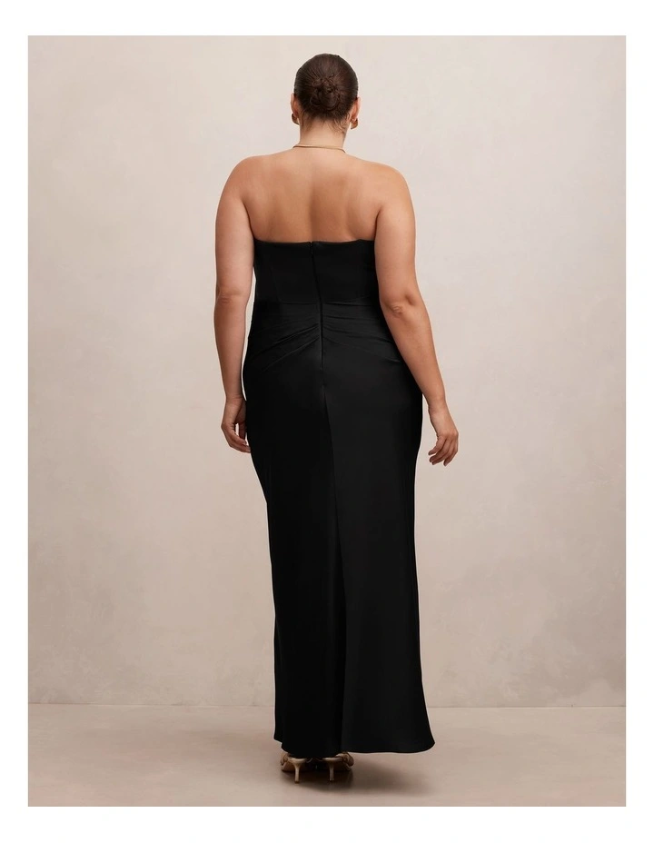 Isra Drape Strapless Maxi Dress in Black image 2