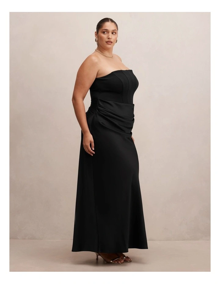 Isra Drape Strapless Maxi Dress in Black image 3