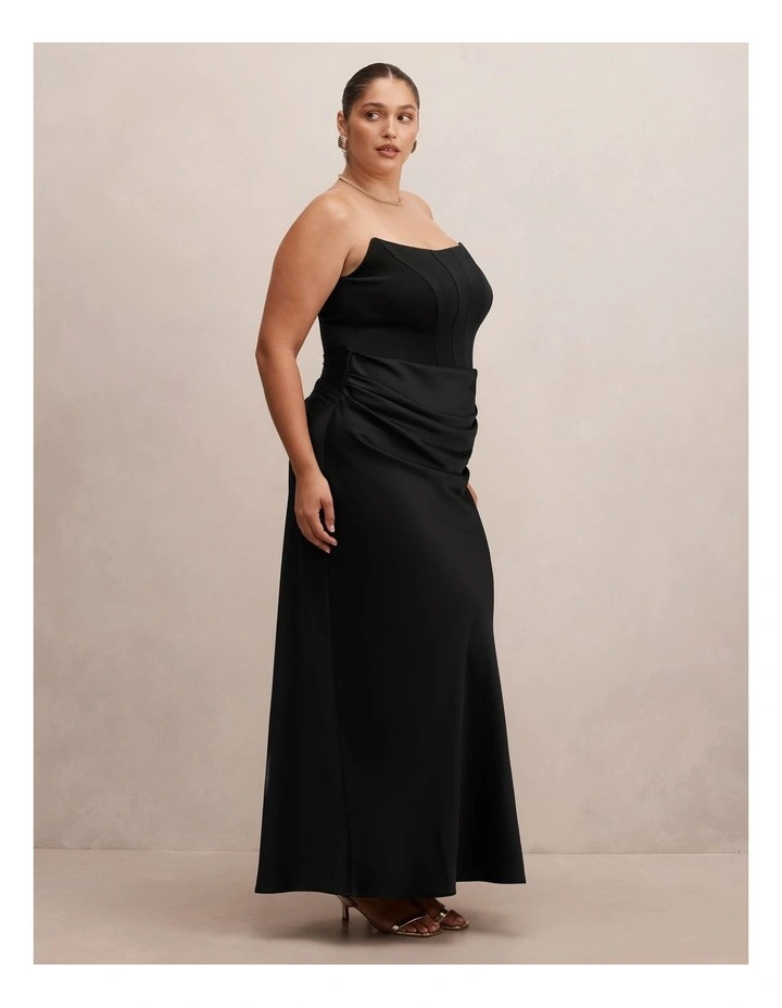 Isra Drape Strapless Maxi Dress in Black image 3