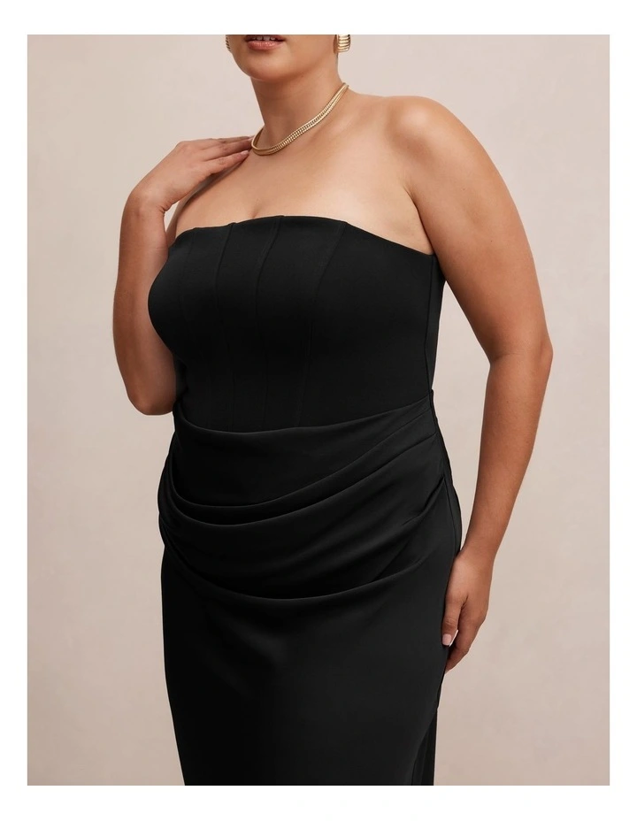 Isra Drape Strapless Maxi Dress in Black image 4